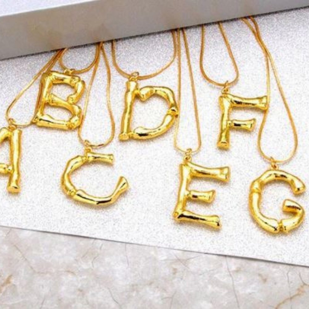 Any 2  $27 Gold P  Initial Bamboo Necklaces - Picture 8 of 8